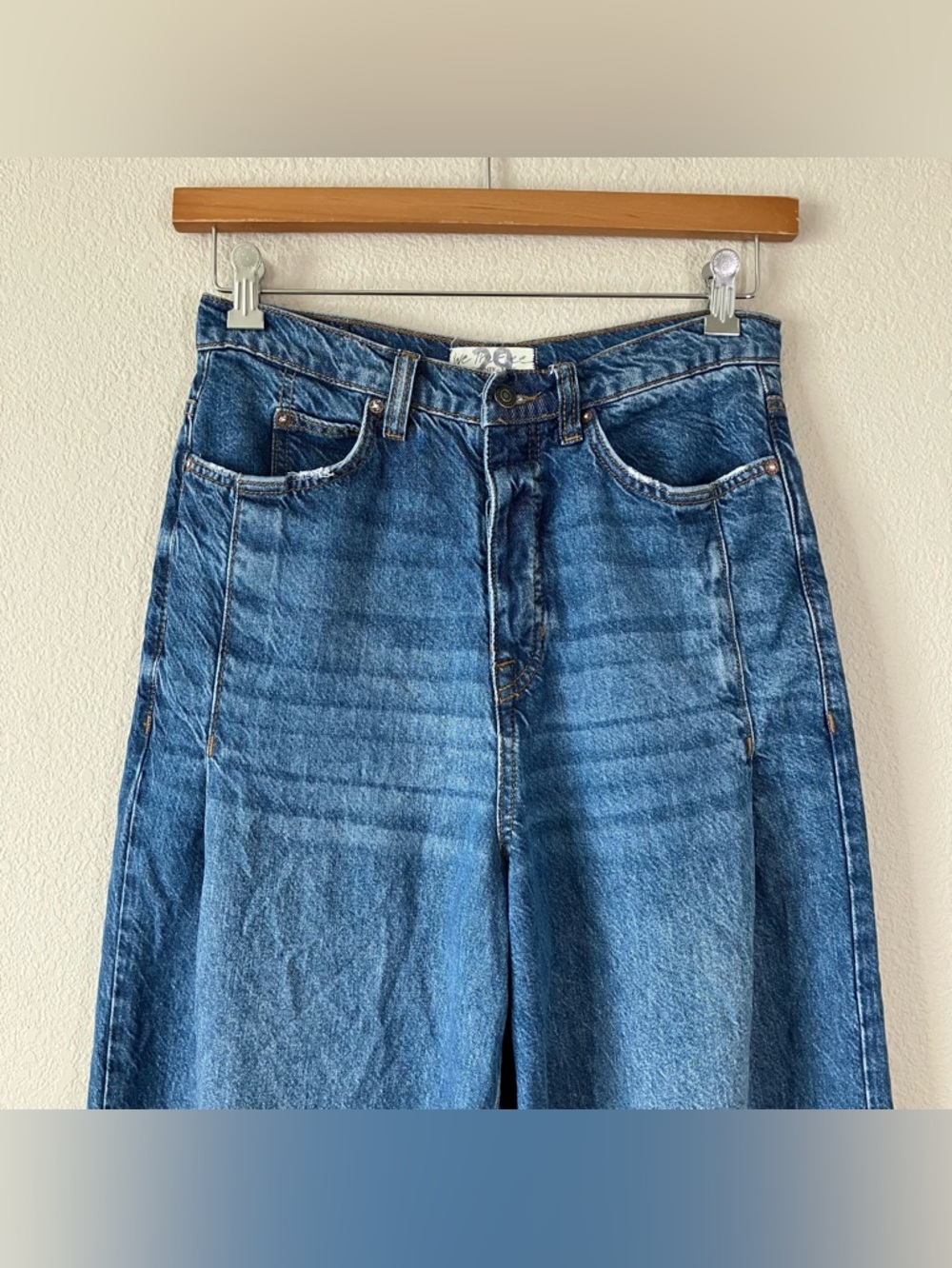 FREE PEOPLE We The Free Old West Wide Leg Jeans Size 29 Baggy Fray Hem Festival - Picture 3 of 13